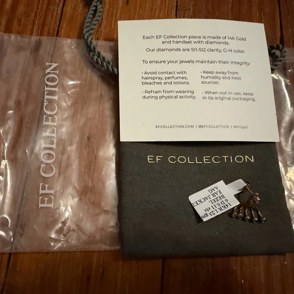 New with Tags EF Collection 14 Carat Rose Gold Diamond Single Earring - Picture 5 of 5